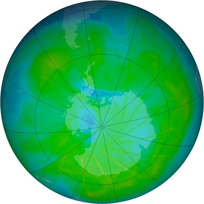 Antarctic ozone map for 24 December 2009